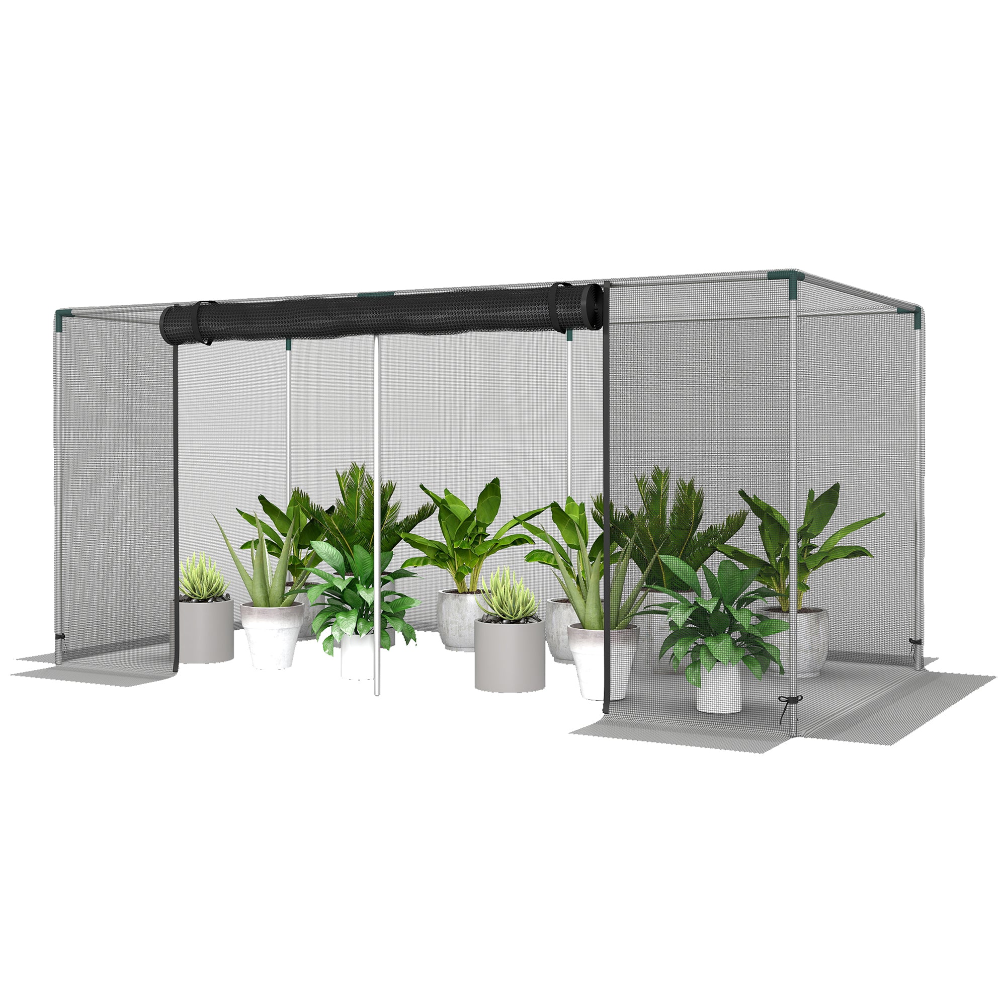 Galvanized Steel Crop Cage, Plant Protection Tent with Zippered Door, 4' x 4', Green