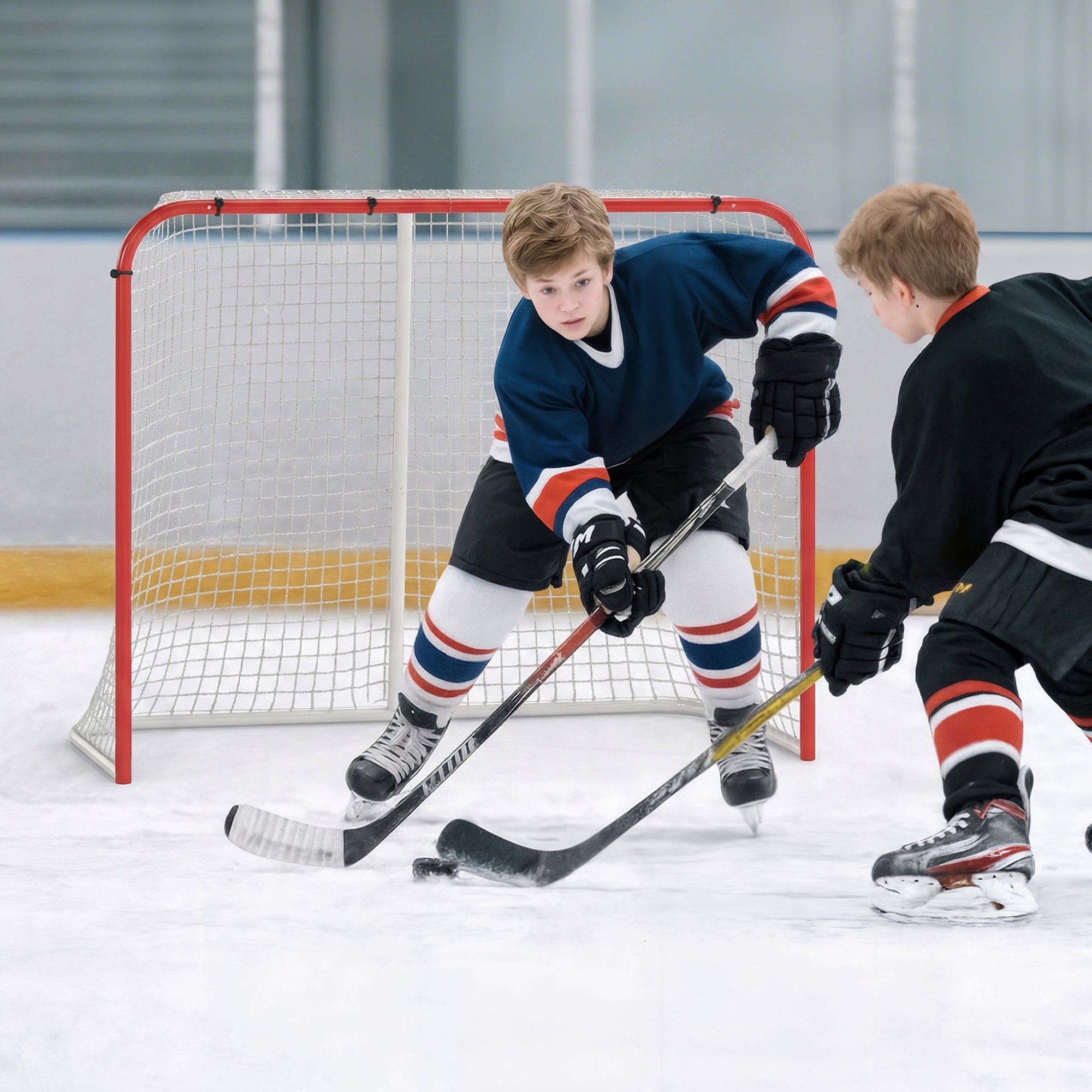 Soozier Hockey Net, Easy Set Up Hockey Goal with Steel Frame, PE Mesh, Outdoor Hockey Training Equipment for Garden, Backyard