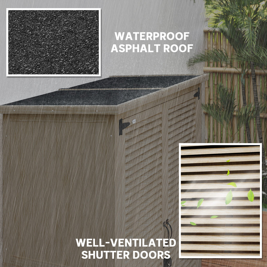 30" x 20" x 47" Wooden Garden Shed, Outdoor Storage Shed with Waterproof Asphalt Roof, Shelves, Natural