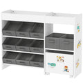 Qaba Toy Storage Organizer with 11 Non-Woven Fabric Boxes, Storage Cabinet & Shelves, for Kids Room, Nursery, Playroom White