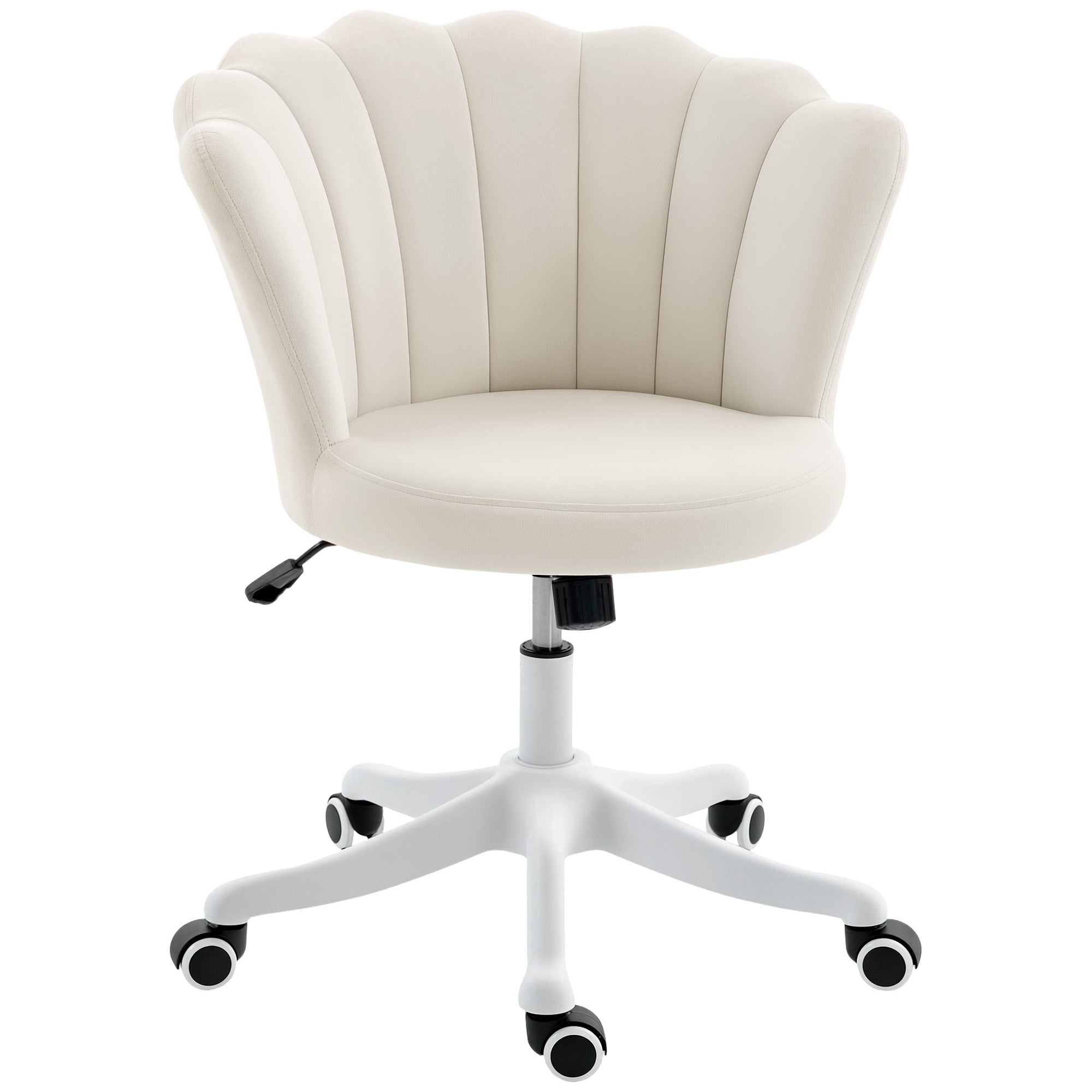Office Chair, Armless Swivel Desk Chair with Adjustable Height, Backrest, Tilt Function for Office, Vanity, Cream White