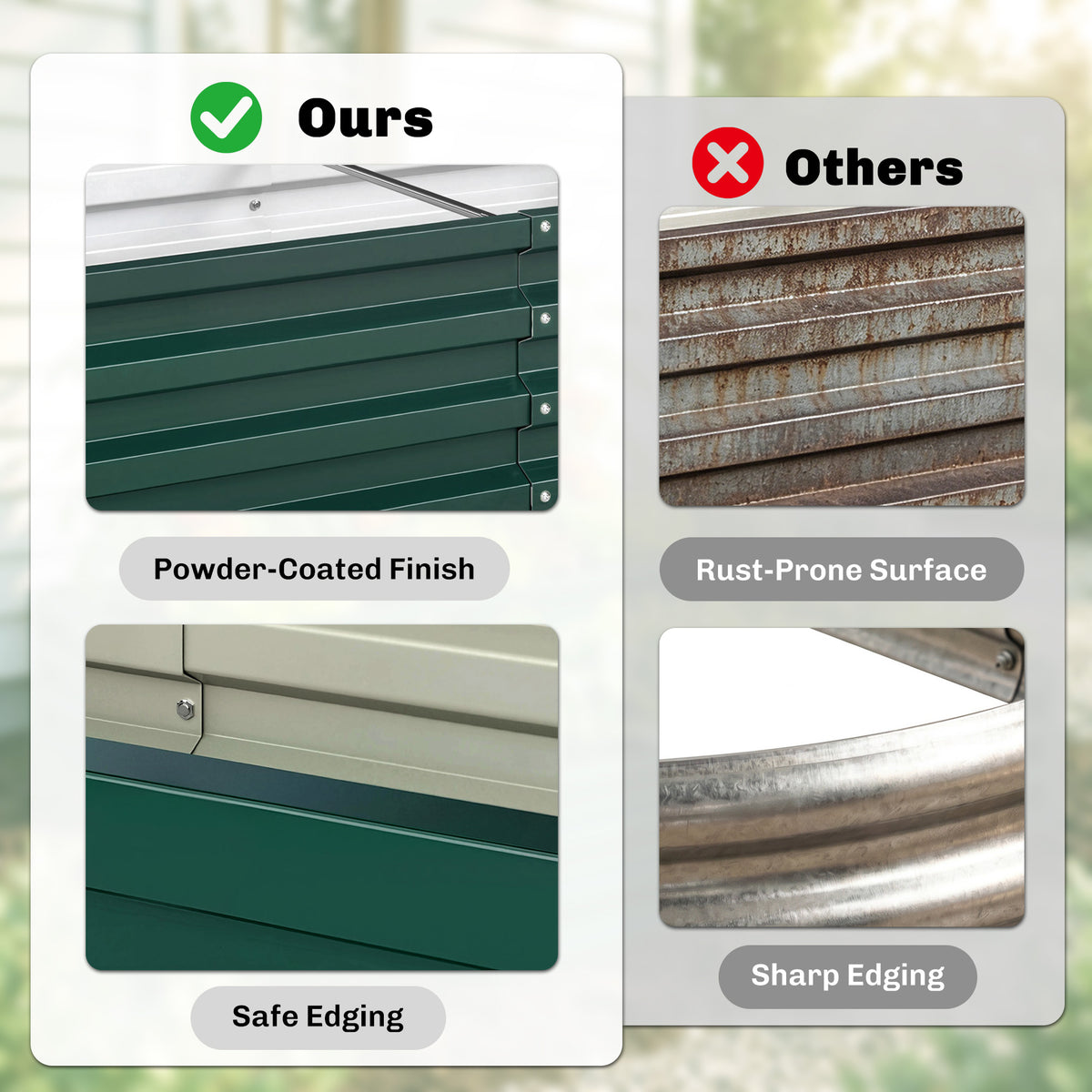 أحواض زراعة مرتفعة 4' × 2' × 1'، مجموعة من 2 وعاء زراعة مجلفن للخضروات، والزهور، والأعشاب، والنباتات الخضراء