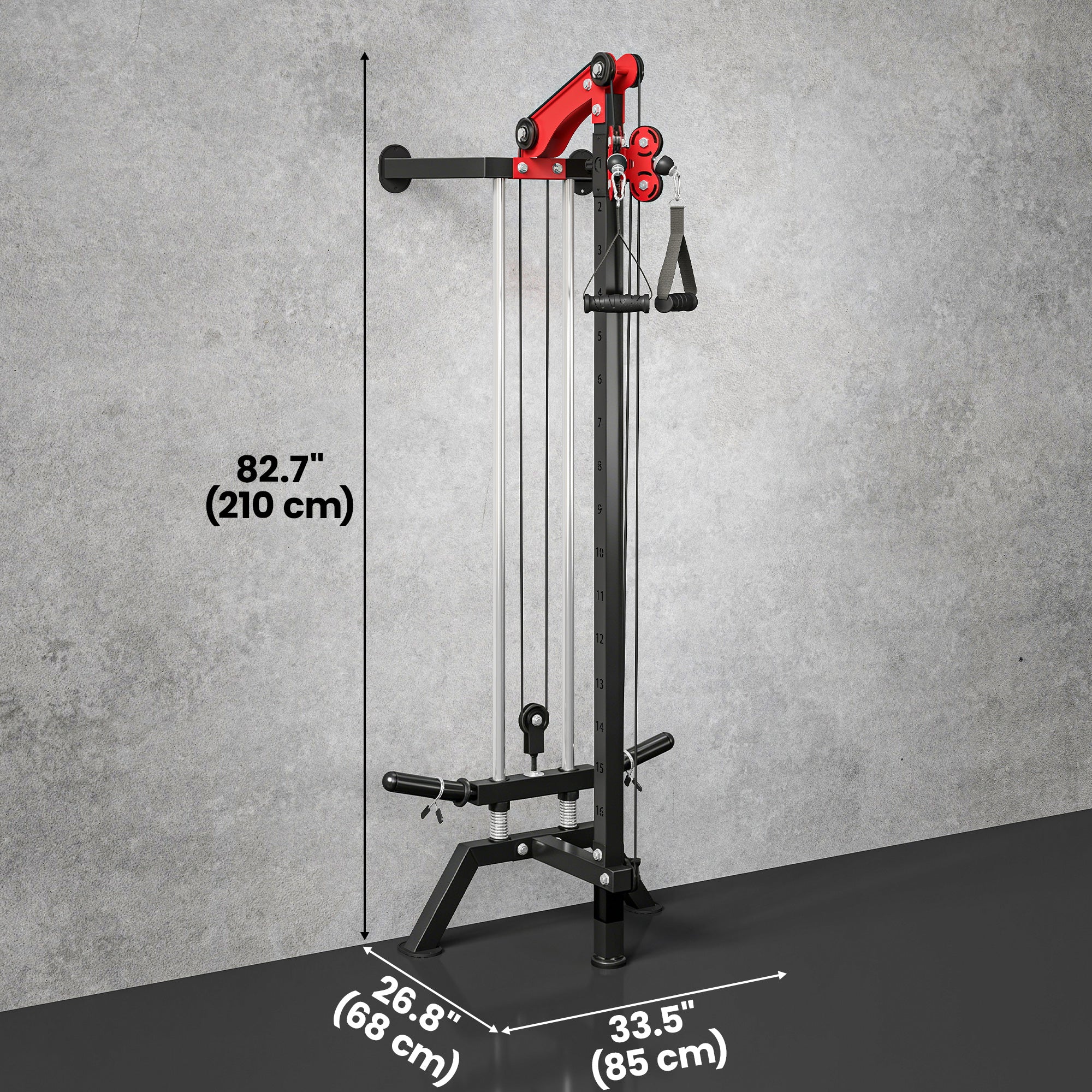 Soozier Wall Mount Cable Station, 16 Positions Adjustable Pulley Machine, Cable Crossover Machine with Handle Bar