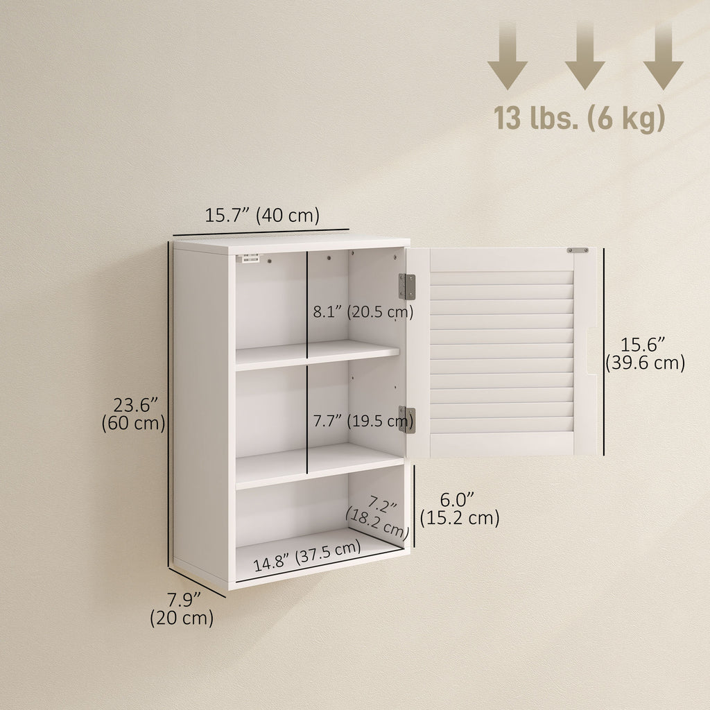 Bathroom Cabinet, Wall Mounted Storage Cabinet with Adjustable Shelves, 40 x 20 x 60 cm, Black