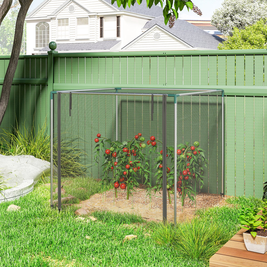 Galvanized Steel Crop Cage, Plant Protection Tent with Zippered Door, 4' x 4', Green