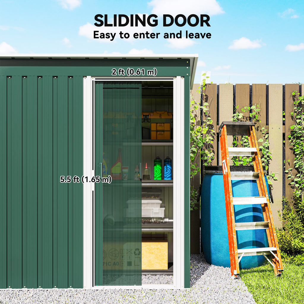 حظيرة تخزين خارجية مقاس 5 × 3 قدم بباب منزلق وسقف مائل، أداة معدات حديقة بإطار فولاذي، أسود