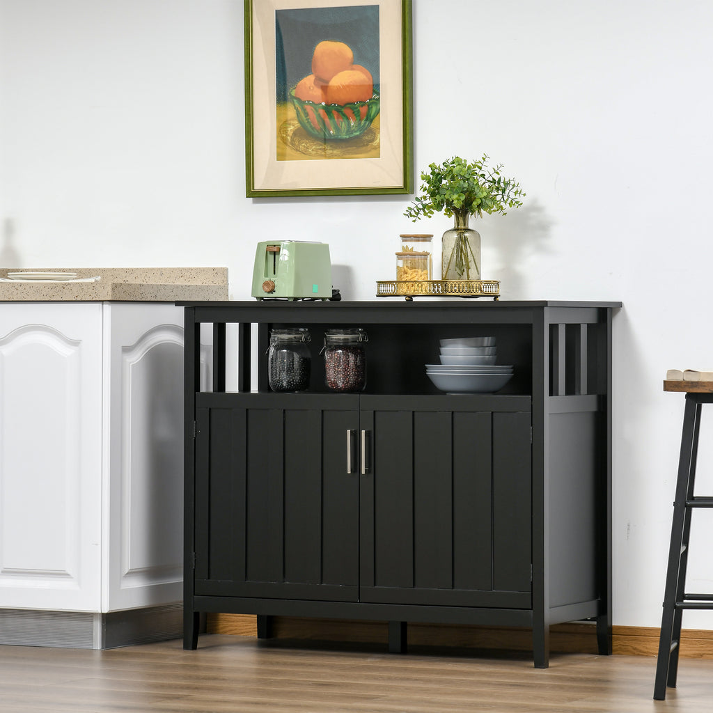Sideboard Buffet Server Storage Cabinet Console Table with 2 Doors and Adjustable Shelves for Kitchen & Dining Room, Black
