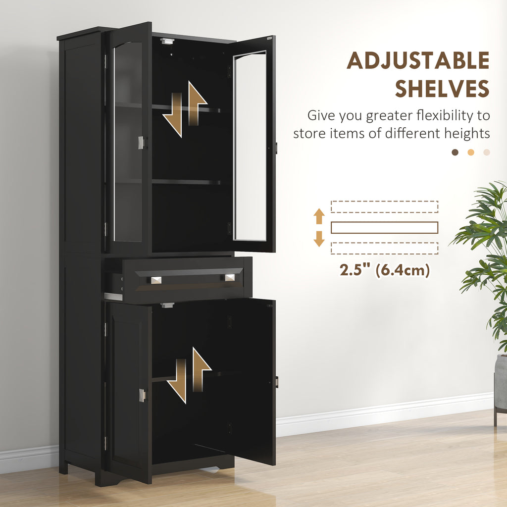 67" 4-Door Kitchen Pantry Cabinet, Freestanding Storage Cabinet Cupboard with Adjustable Shelves, White