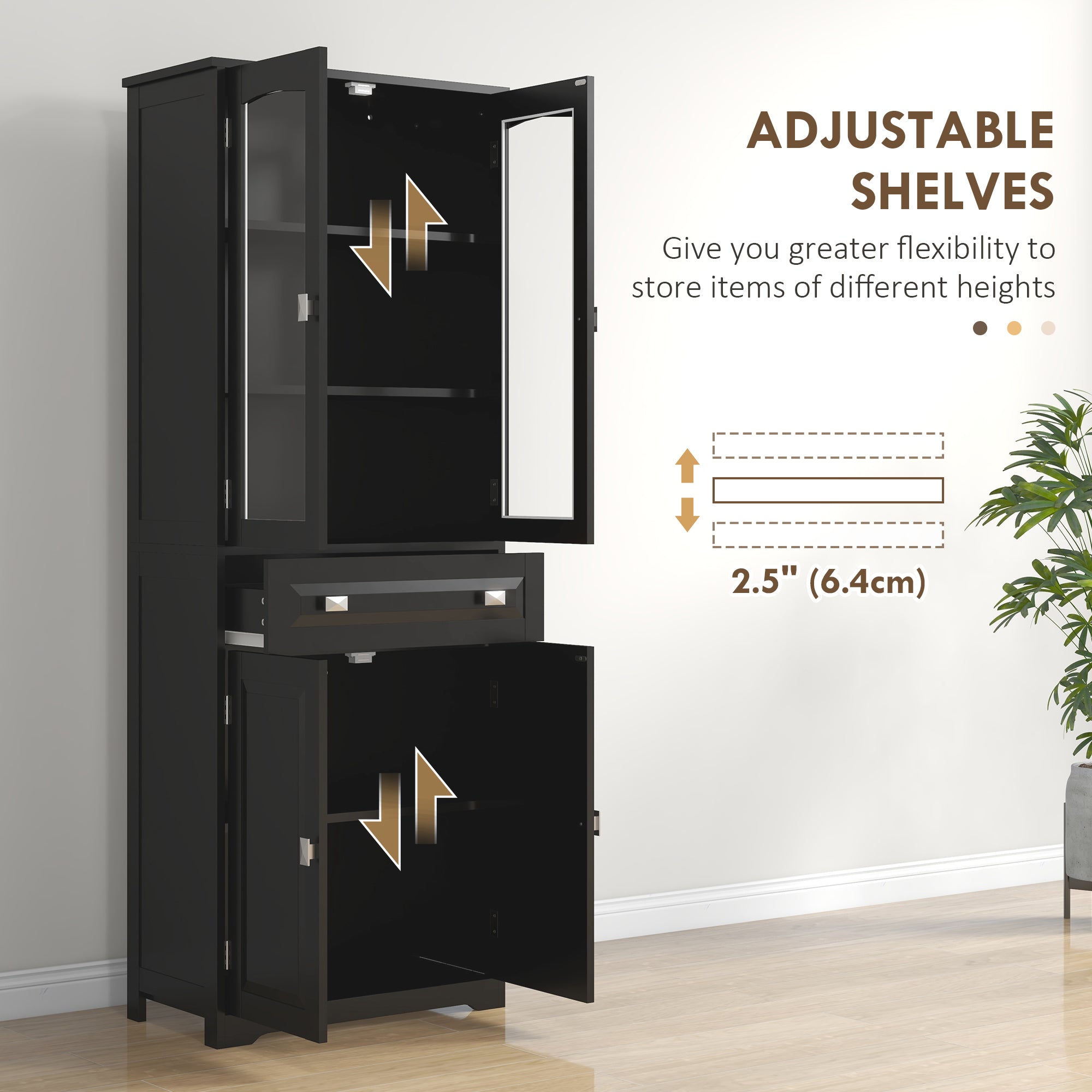67" 4-Door Kitchen Pantry Cabinet, Freestanding Storage Cabinet Cupboard with Adjustable Shelves, White