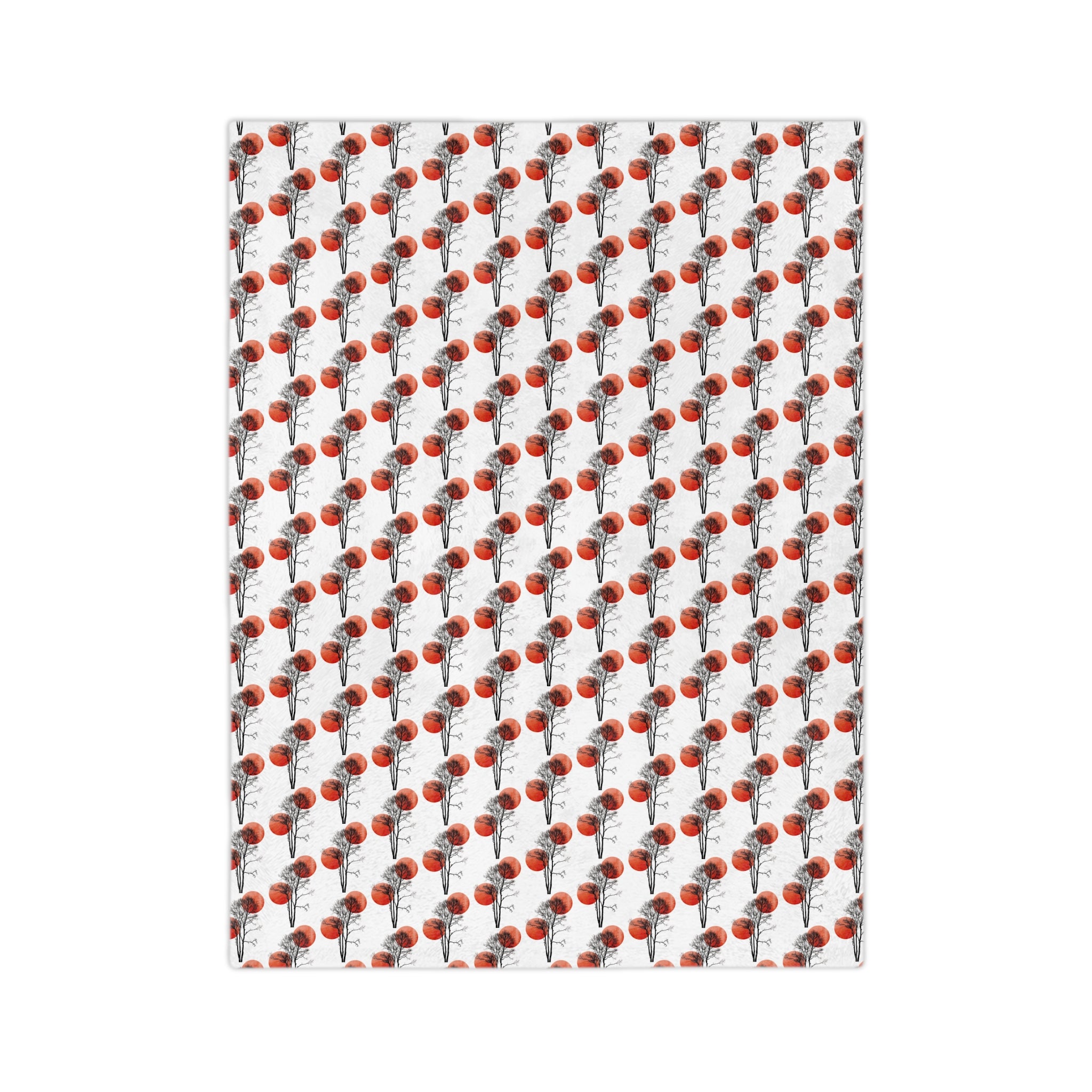 Velveteen Microfiber Blanket — Repeating Red Poppy Floral Pattern, Soft Cozy Throw for Home & Gifts
