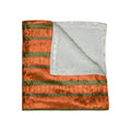 Crushed Velvet Throw Blanket — Orange & Olive Striped Velvet Cozy Accent