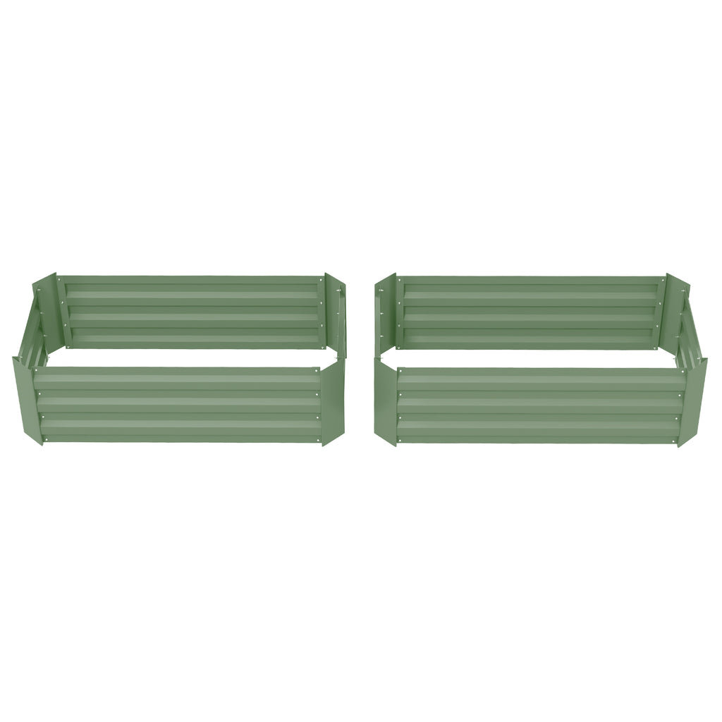 Set of 2 Raised Garden Bed, Steel Elevated Planter Box for Flowers, Herbs, Succulents, 39"x20"x12", Green