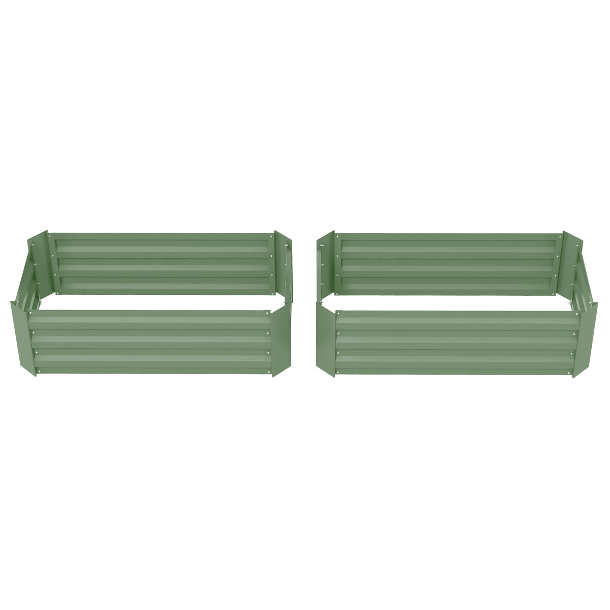Set of 2 Raised Garden Bed, Steel Elevated Planter Box for Flowers, Herbs, Succulents, 39"x20"x12", Green