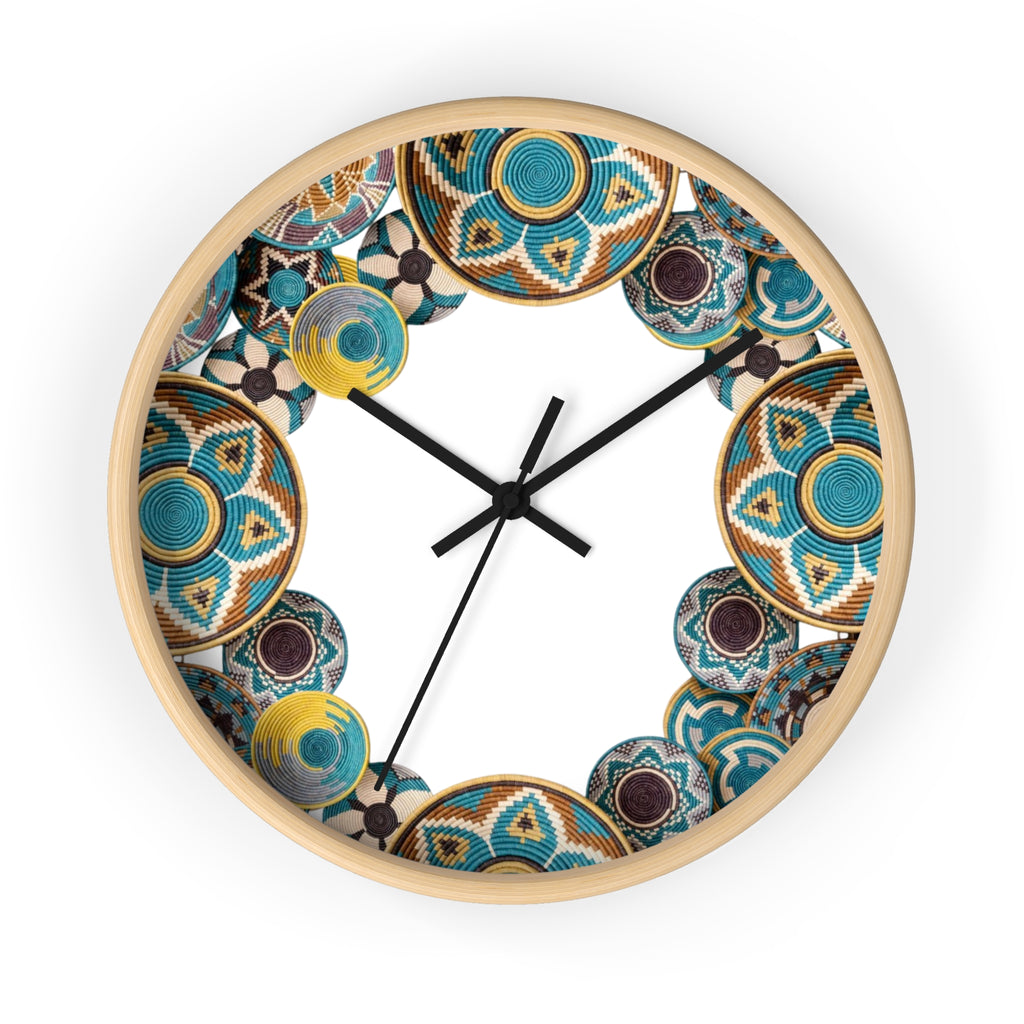 Bohemian Geometric Wall Clock — Colorful Tribal Pattern Clock
