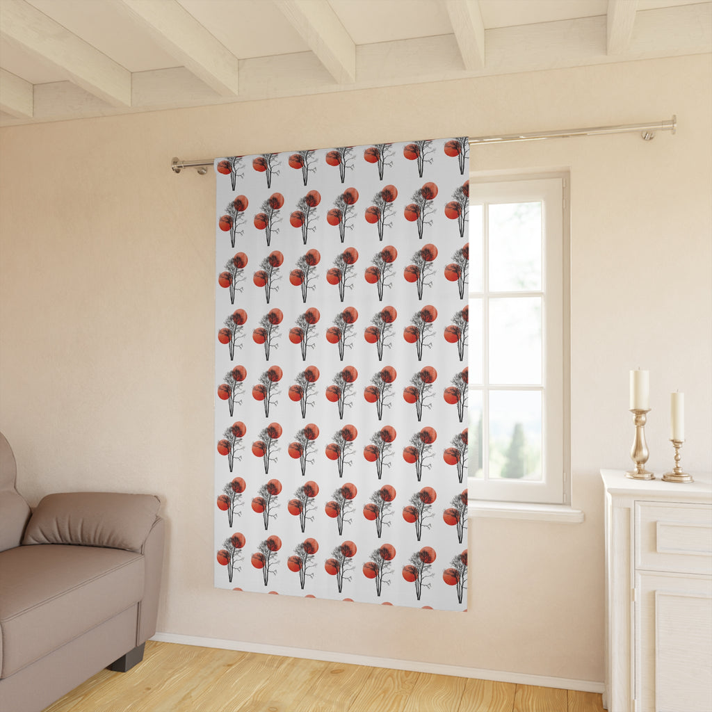 Floral Poppy Window Curtain – Red Poppy Pattern Single Panel