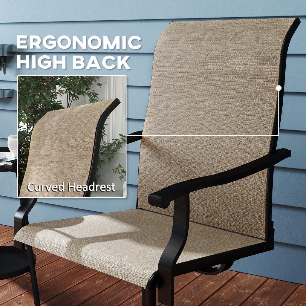 Outdoor Swivel Dining Chairs Set of 2, High Back Swivel Chairs with All Weather Mesh for Deck, Backyard, Poolside, Grey
