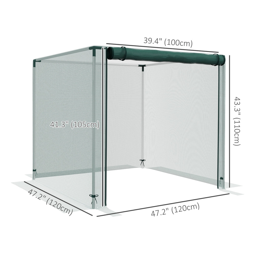 Galvanized Steel Crop Cage, Plant Protection Tent with Zippered Door, 4' x 4', Green