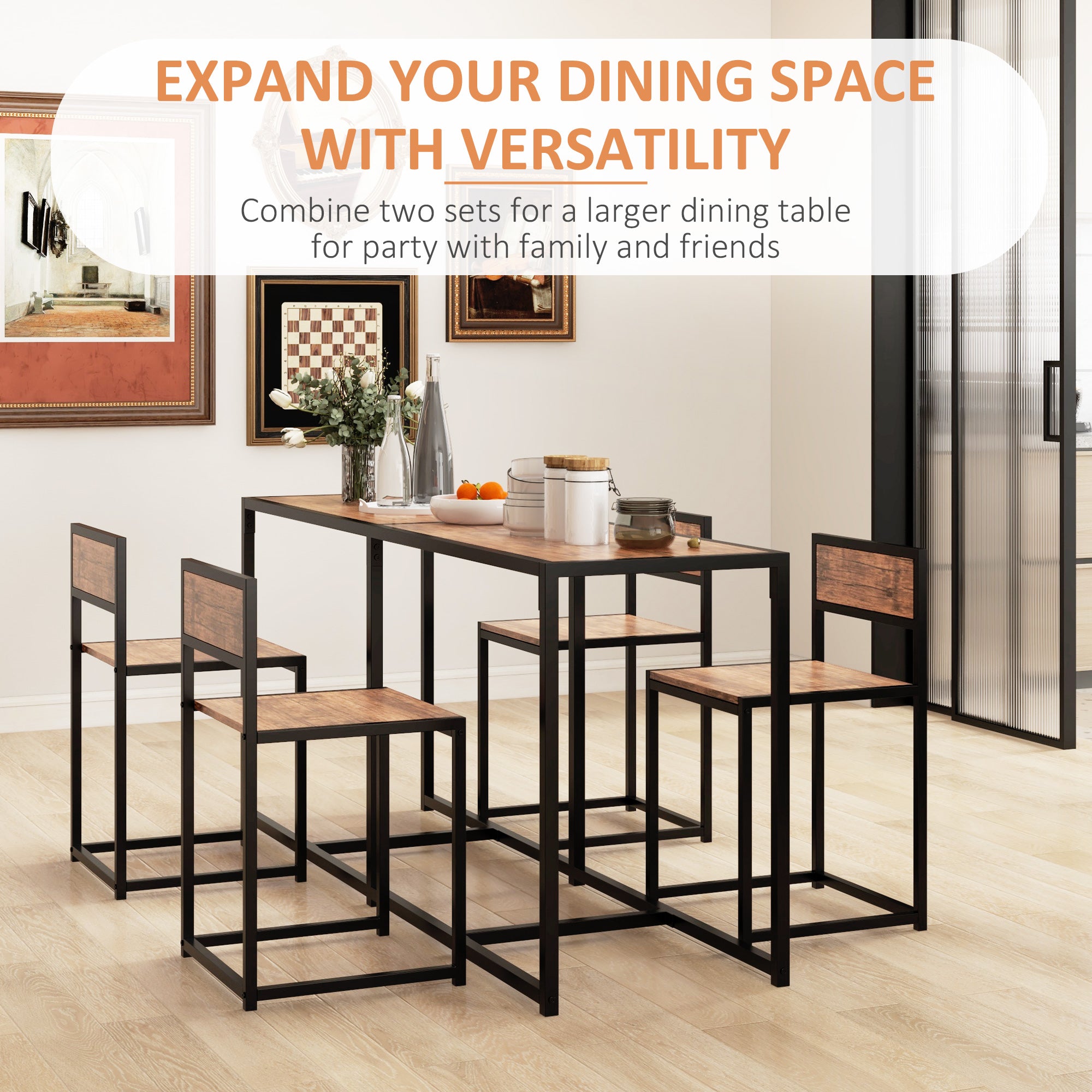 Dining Table Set, Industrial Dining Set for 2, Kitchen Table and Chairs for Small Space, Dining Room Table with Chairs
