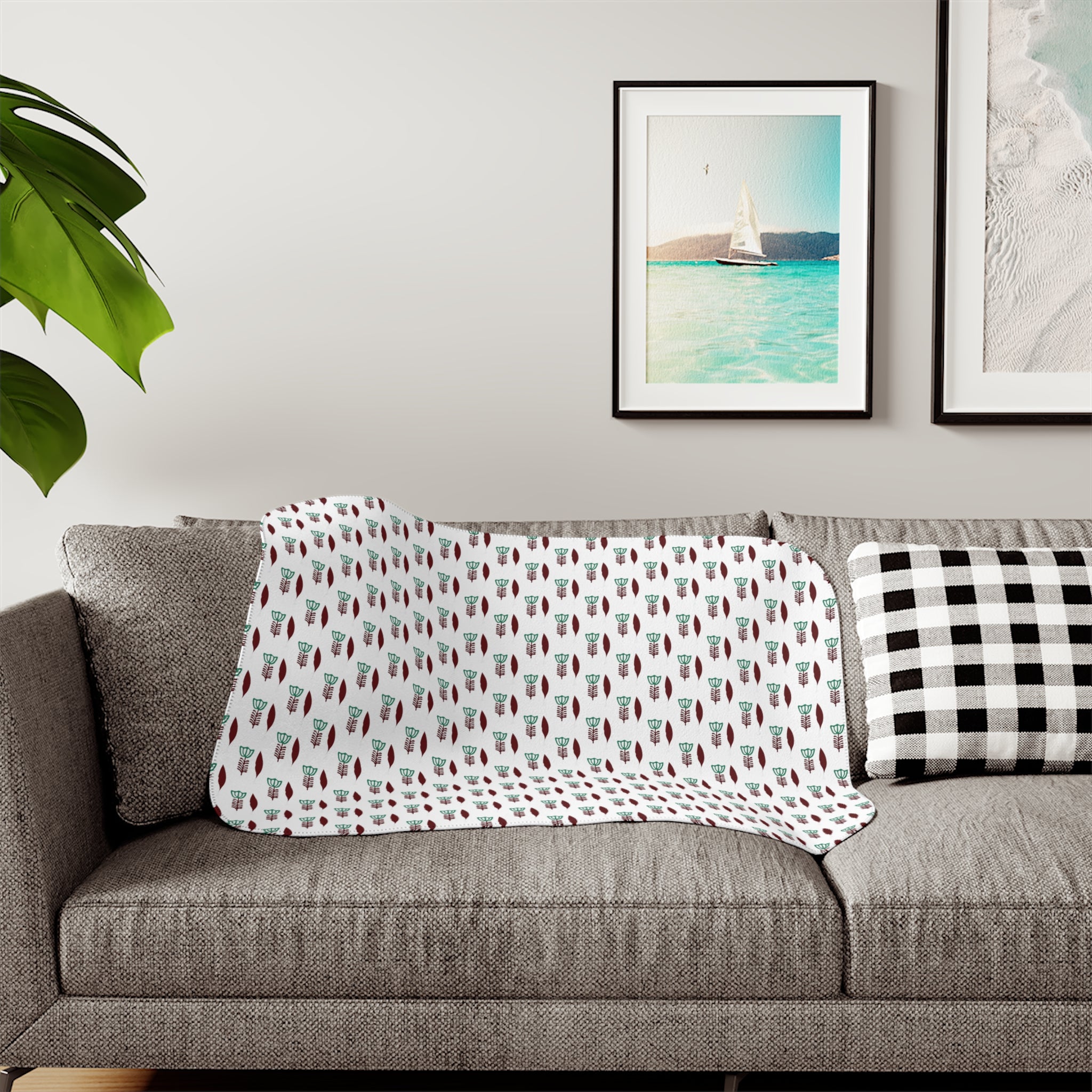 Christmas Cactus Sherpa Blanket – Cozy Holiday Succulent Throw