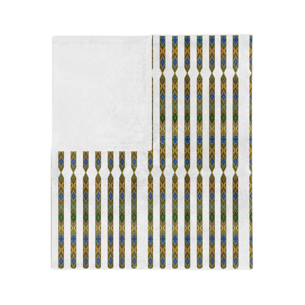 Velveteen Microfiber Blanket — Retro Stripe Plaid Throw (Mustard, Navy)