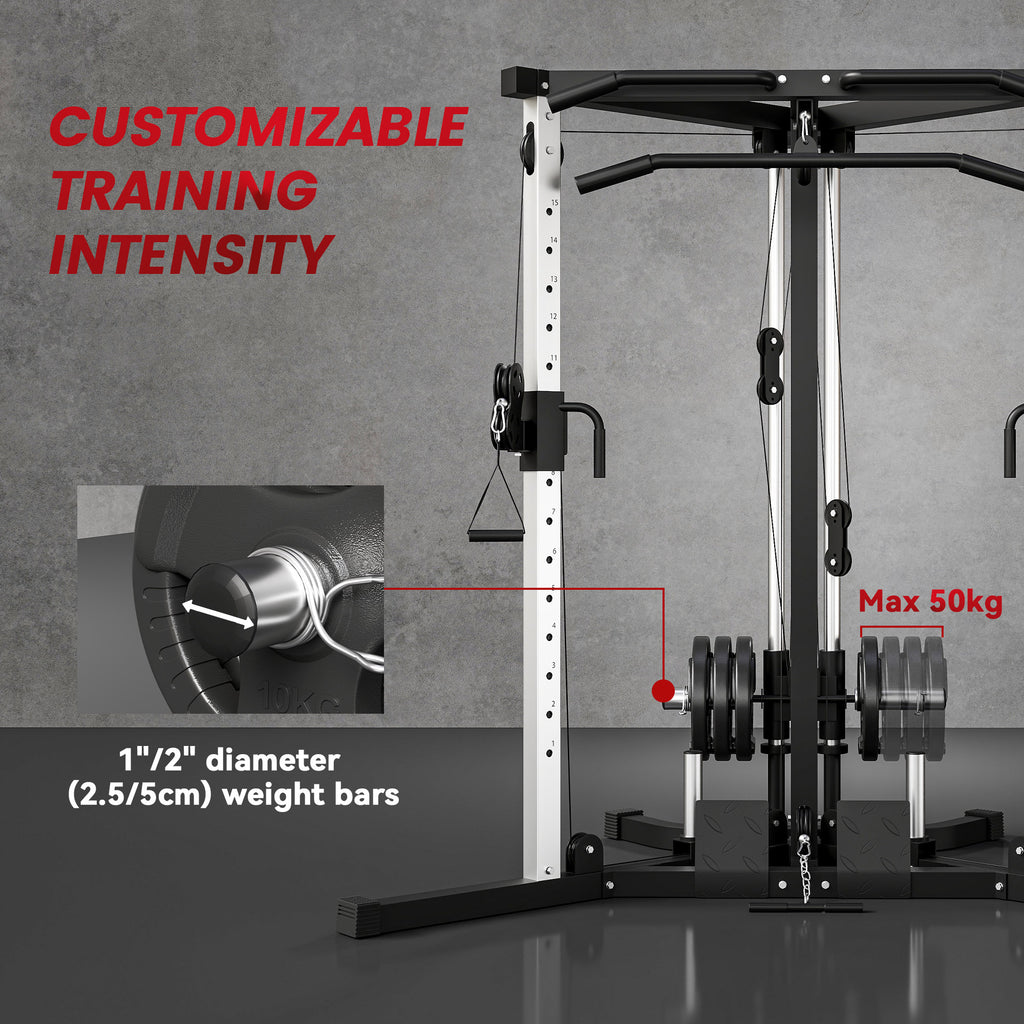 Soozier Multifunctional Home Gym Machine with Pull Up Bar, 15-Position Adjustable Strength Training Workout Station
