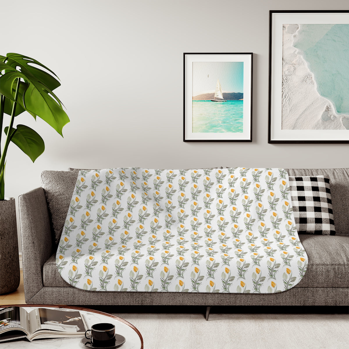 Sherpa Blanket — Cozy Floral Pattern Throw Blanket
