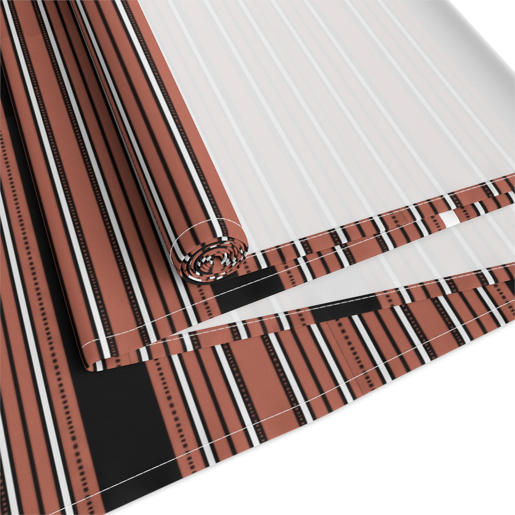Rust & Black Stripe Table Runner — Modern Southwestern Dining Decor