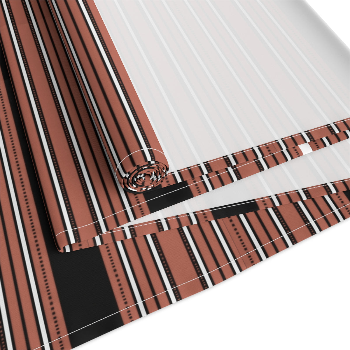 Rust & Black Stripe Table Runner — Modern Southwestern Dining Decor