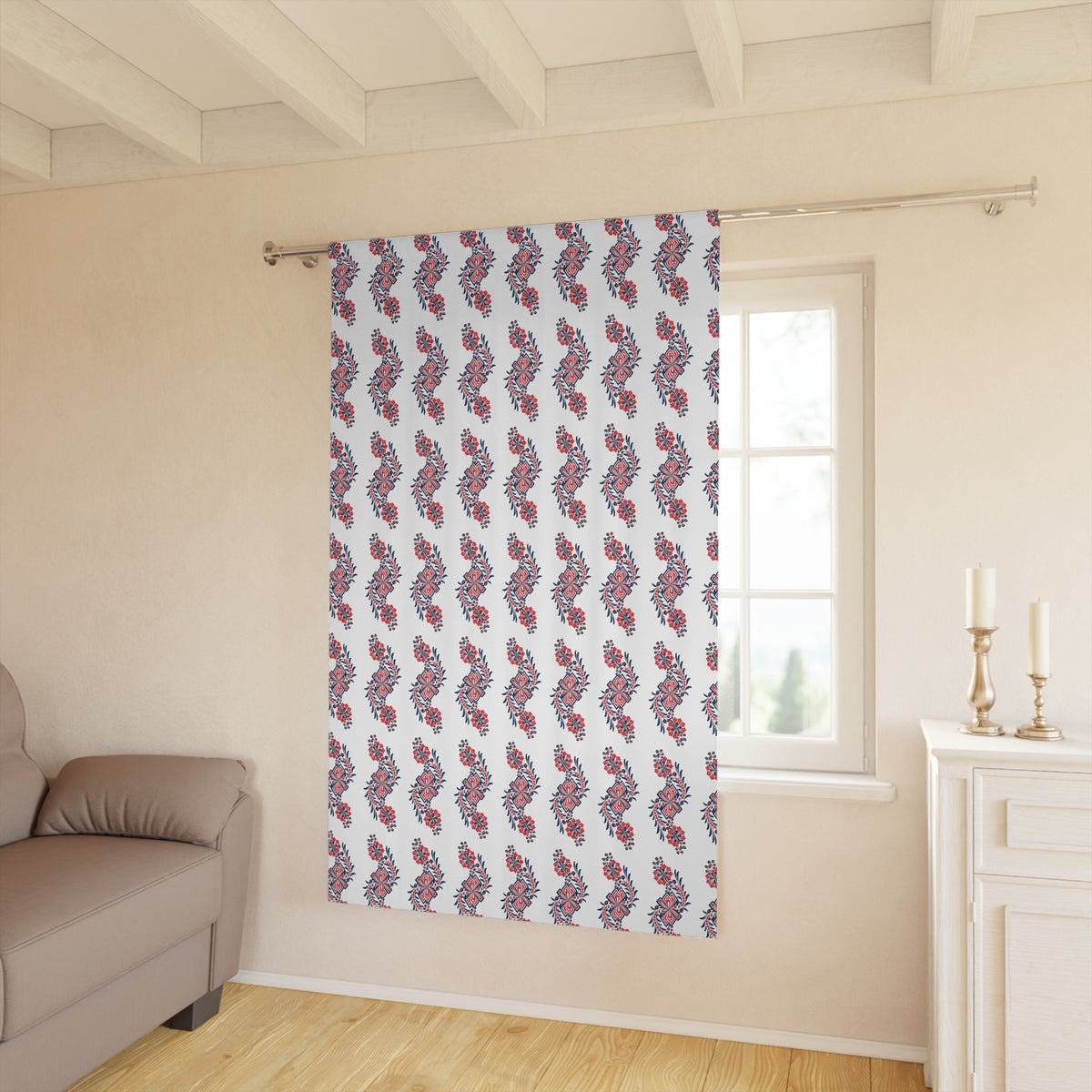 Paisley Floral Window Curtain — Single Panel Decorative Drapery