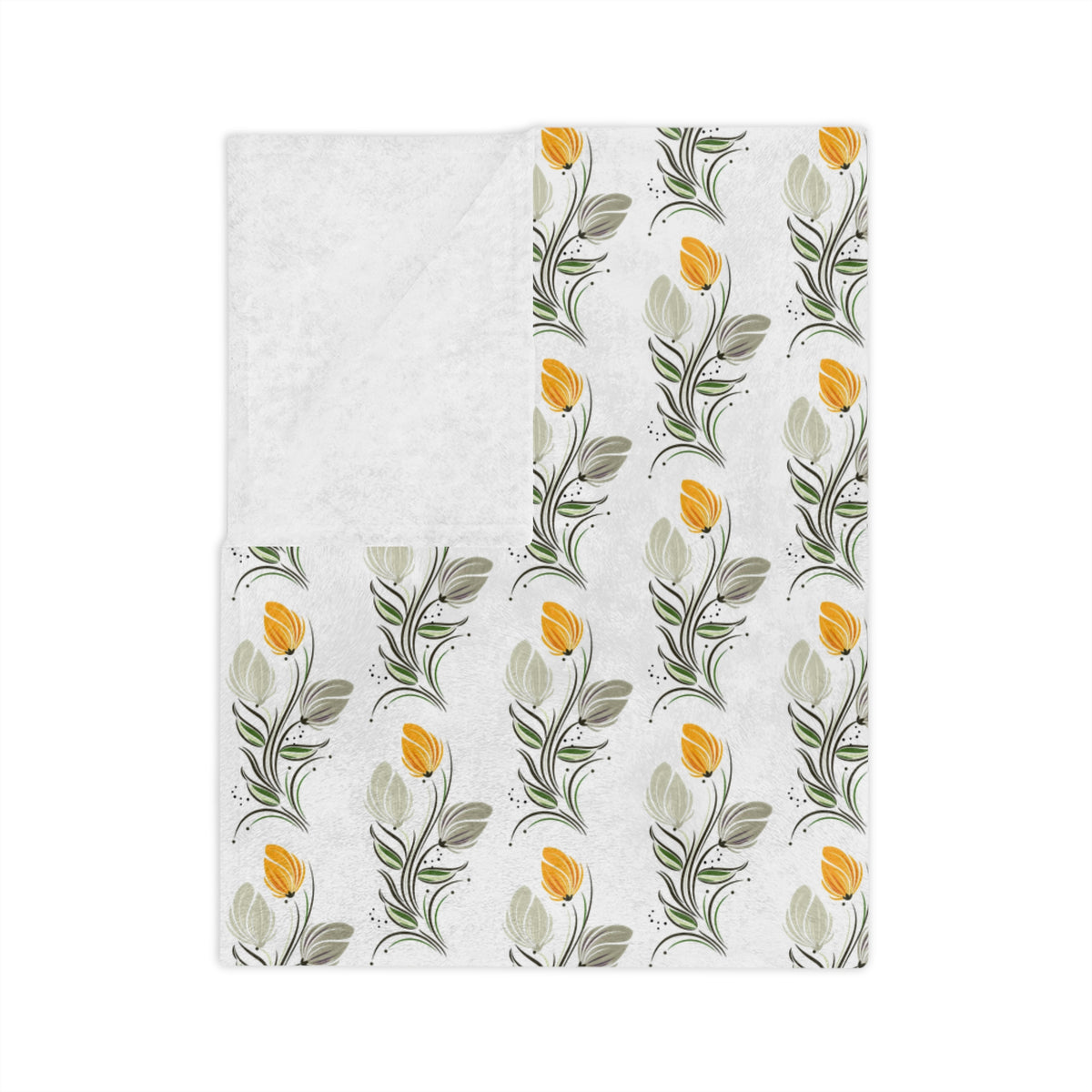 Floral Lemon Pattern Velveteen Throw Blanket