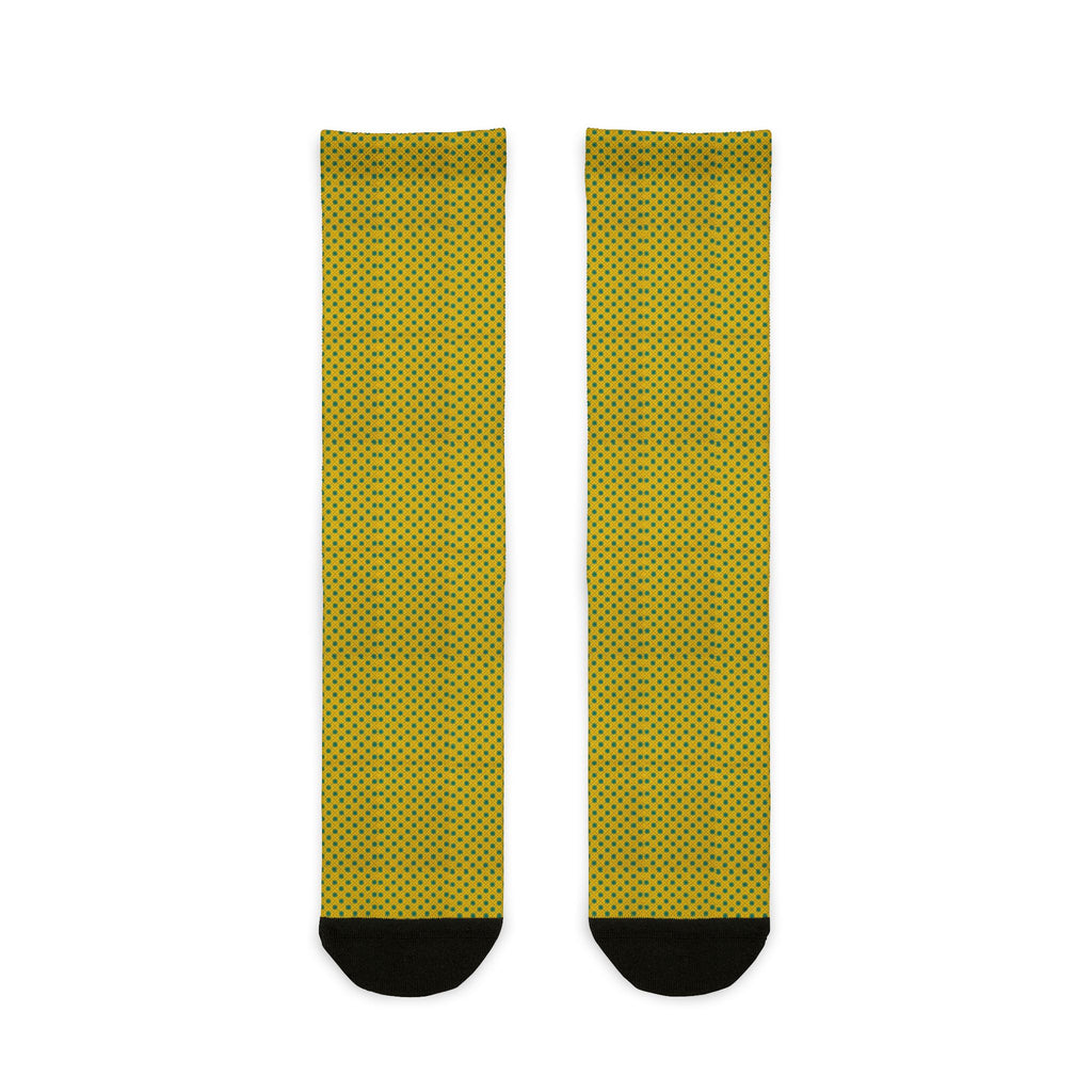 Yellow Dotted Sublimation Crew Socks – Lightweight Athletic Crew Socks