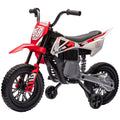 Qaba 12V Kids Dirt Bike, Electric Motorcycle with Twist Grip Throttle, Training Wheels, Rear Suspension & Music, Red