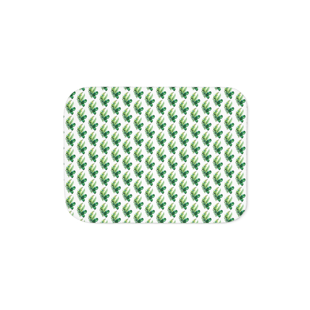 Tropical Palm Sherpa Blanket – Reversible Cozy Throw with Green Leaf Pattern