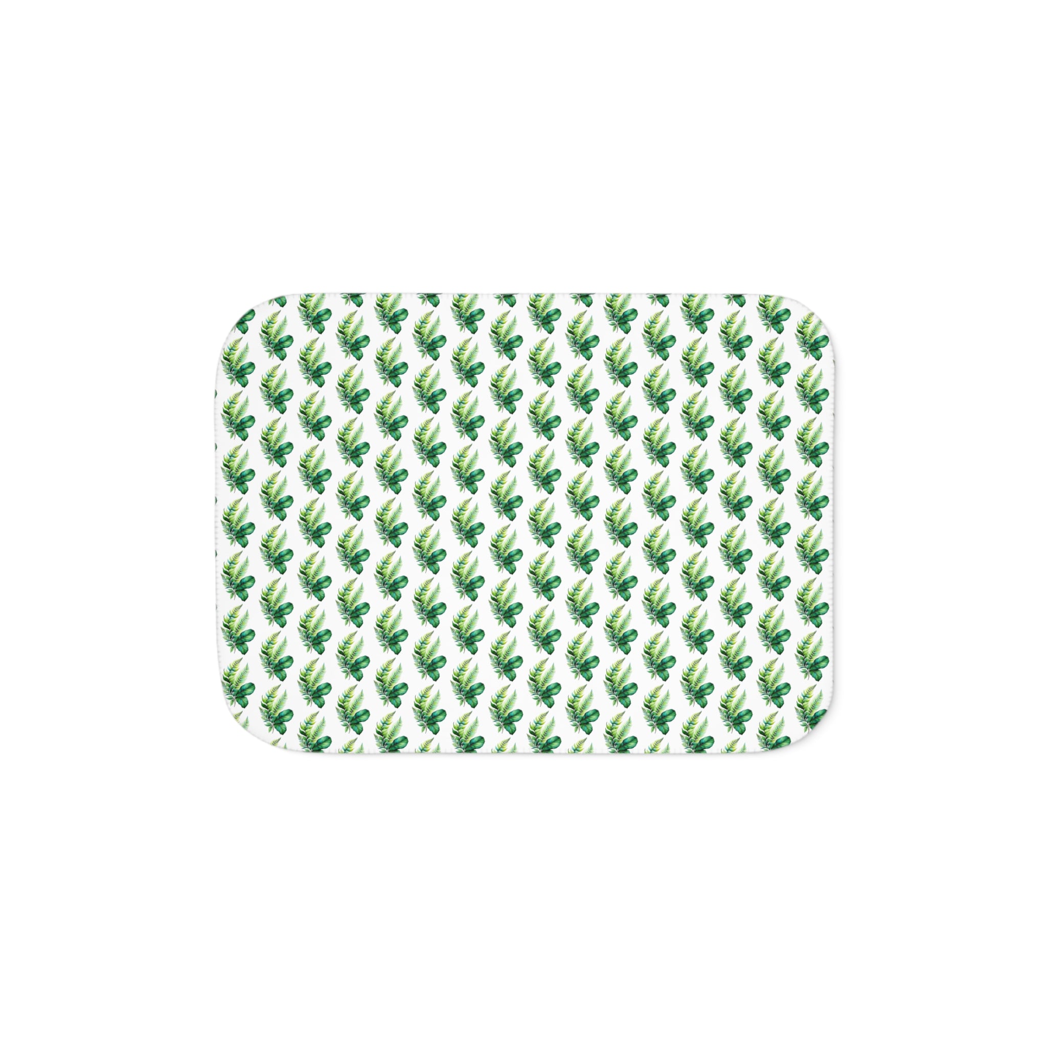 Tropical Palm Sherpa Blanket – Reversible Cozy Throw with Green Leaf Pattern