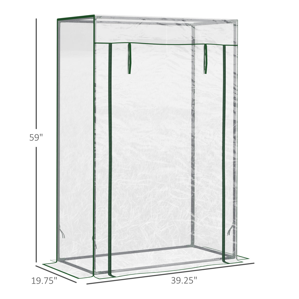 40"L x 20"W x 59"H Walk-in Garden Greenhouse with Steel Frame Outdoor Hot House Tomato Plant Warm House w/ Roll up Door, Plastic Cover, Clear