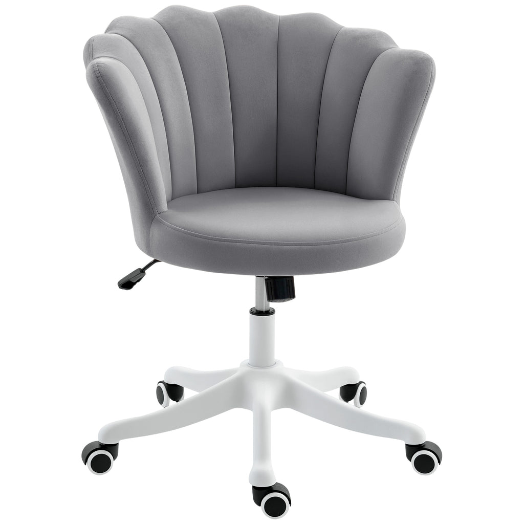 Office Chair, Armless Swivel Desk Chair with Adjustable Height, Backrest, Tilt Function for Office, Vanity, Grey