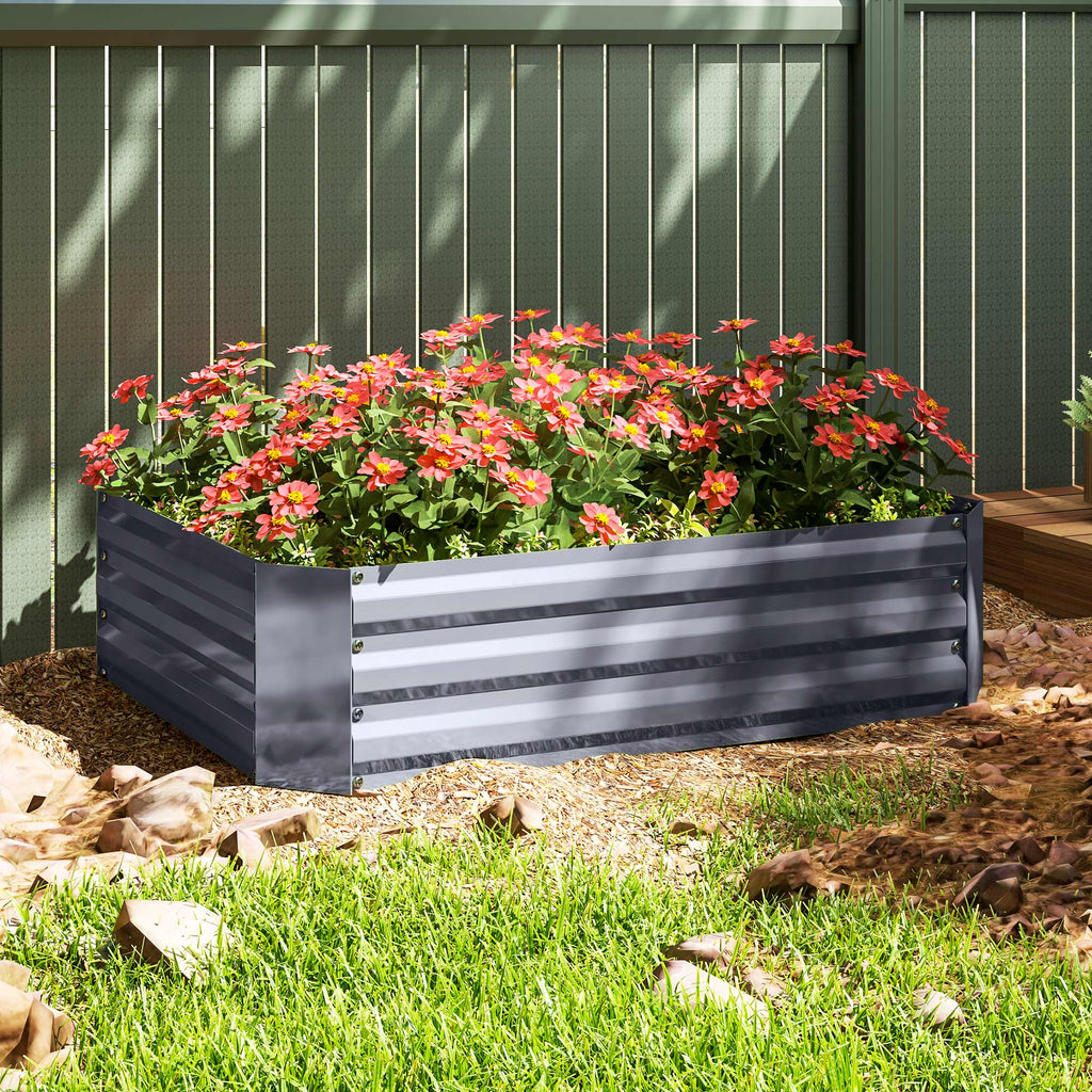 Galvanized Raised Garden Bed, 4' x 3' x 1' Outdoor Metal Planter Box, Raised Bed for Growing Flowers Herbs, Dark Green