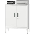 Office Storage Cabinet with Lock, Filing Cabinet with Adjustable Shelves and Doors for Home Office, Garage, White