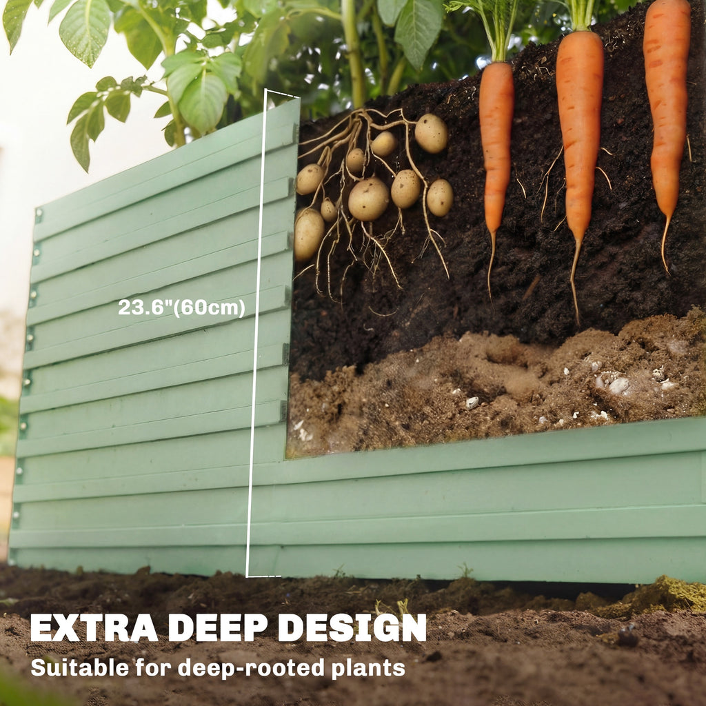 6' x 3' x 2' Raised Garden Bed, Galvanized Planter Box for Growing Flowers, Herbs and Vegetables, Light Grey