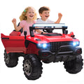 Aosom 2-Seater Ride on Truck, 12V 7AH Big Battery Powered Police Car for Kids with Remote Control, 4 Shock Absorbers, Soft Start, MP3, LED Lights, Big Wheels, Storage, Red