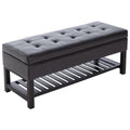 44" PU Leather Tufted Ottoman Shoe Bench Storage Chest Hallway Brown