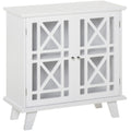 Storage Cabinet with Fretwork Doors and Shelf, Modern Freestanding Sideboard, Buffet, White