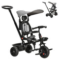 Qaba Tricycle for Toddler 5 in 1 Kids Trike, Converts Stroller to Toddler Bike, Adjustable Backrest & Flat Canopy, Detachable Guardrail & Handle for 1-5 Years Old, Grey