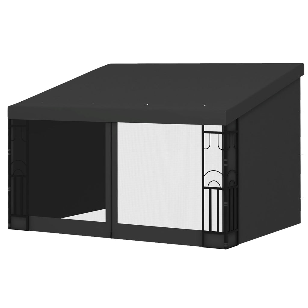 10' x 13' ደገ ወጻኢ ፐርጎላ፡ ብኣግር ተጠንቂቑ ዝተሰርሐ ሃርድቶፕ ሊን-ቱ ጋዜቦ ምስ 2 መጋረጃታትን 2 መርበባትን፡ ንኡልትራቫዮሌት ዝቃወም፡ ንፓትዮን ዴክን፡ ጸሊም ግራጫ