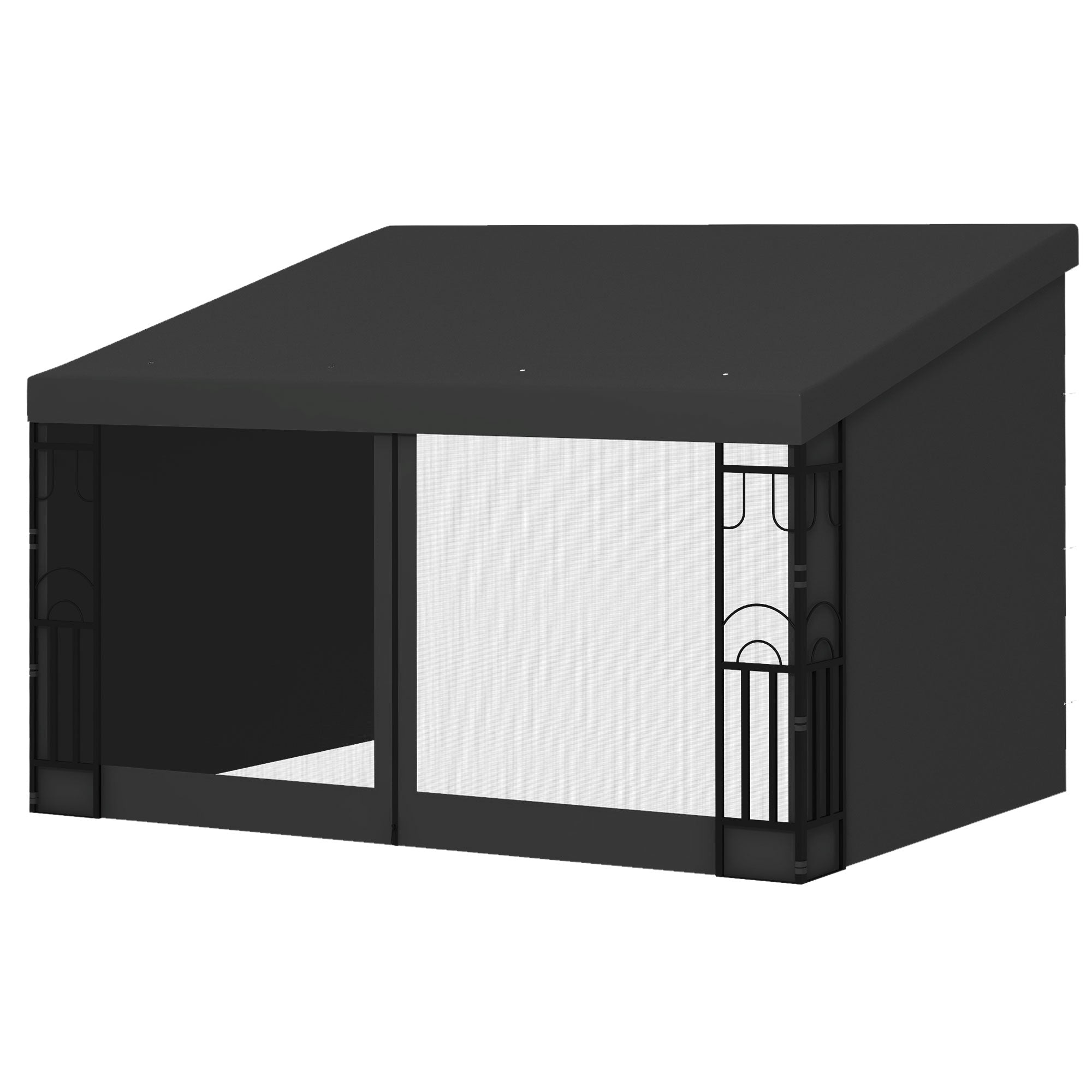 10' x 13' ደገ ወጻኢ ፐርጎላ፡ ብኣግር ተጠንቂቑ ዝተሰርሐ ሃርድቶፕ ሊን-ቱ ጋዜቦ ምስ 2 መጋረጃታትን 2 መርበባትን፡ ንኡልትራቫዮሌት ዝቃወም፡ ንፓትዮን ዴክን፡ ጸሊም ግራጫ