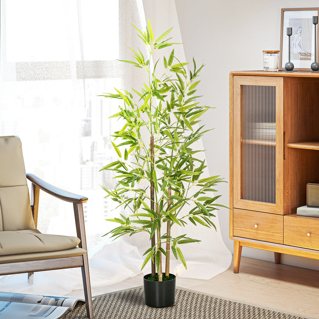Set of 2 6ft Artificial Tree, Indoor Fake Bamboo with Pot, for Home Office Living Room Decor