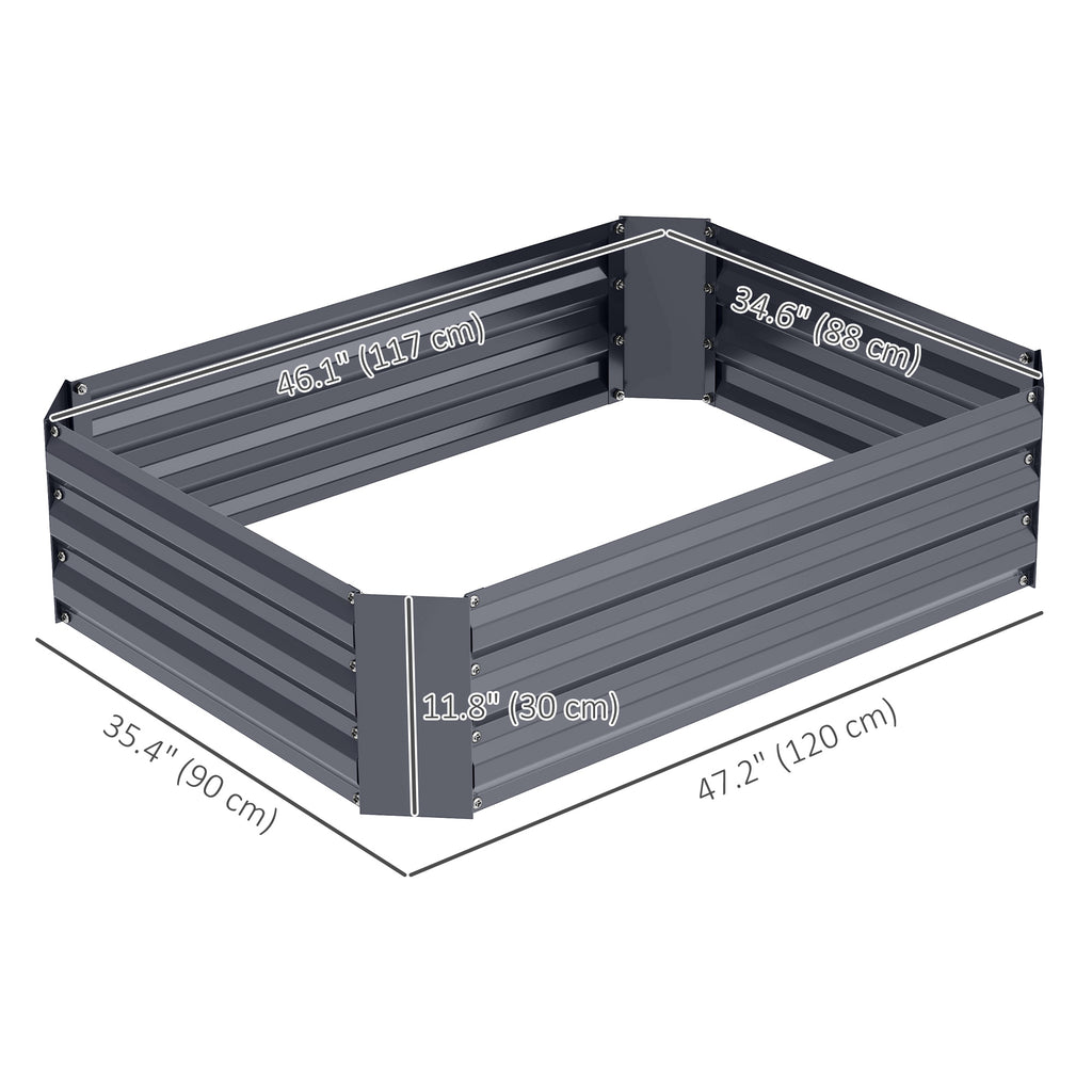 Galvanized Raised Garden Bed, 4' x 3' x 1' Outdoor Metal Planter Box, Raised Bed for Growing Flowers Herbs, Dark Green