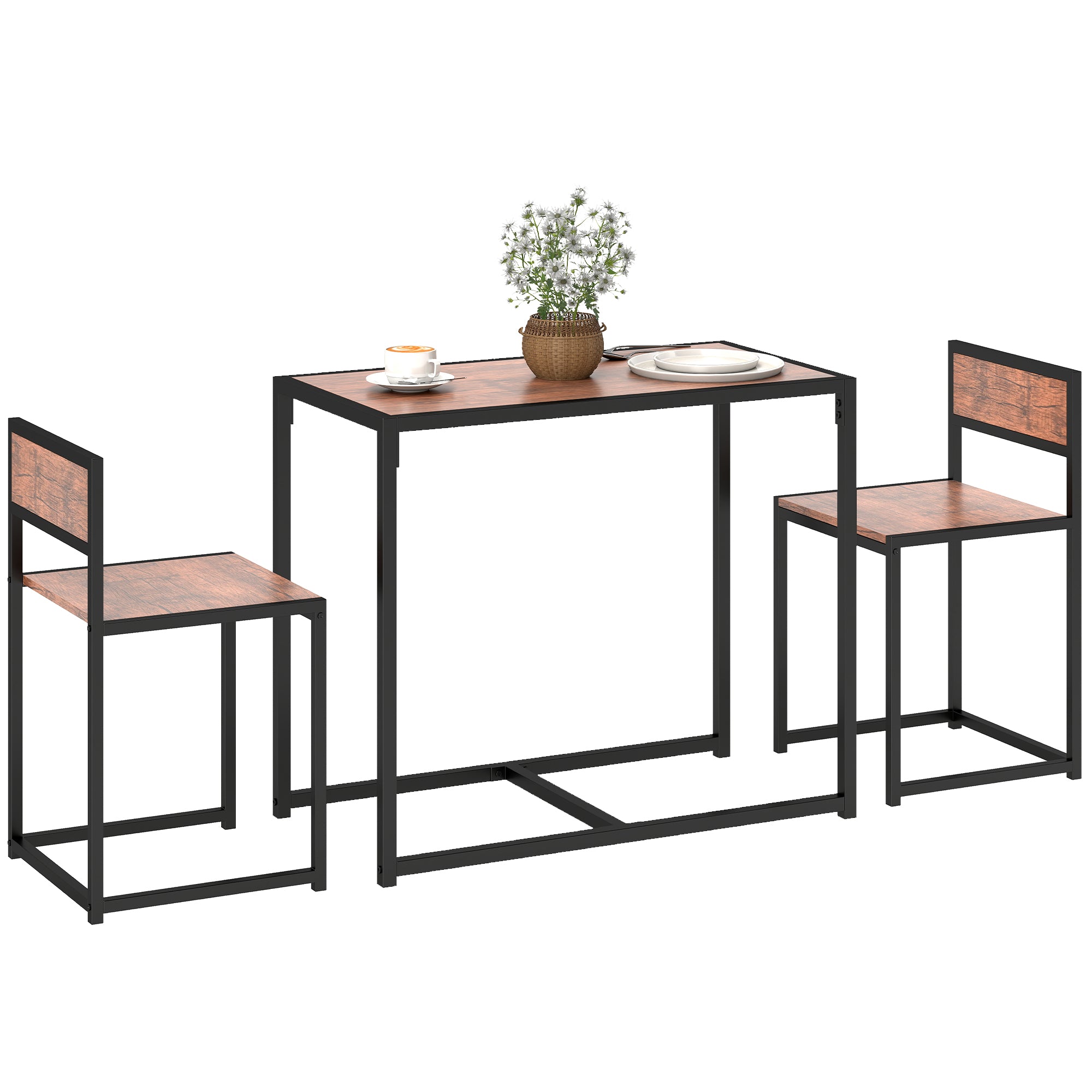Dining Table Set, Industrial Dining Set for 2, Kitchen Table and Chairs for Small Space, Dining Room Table with Chairs