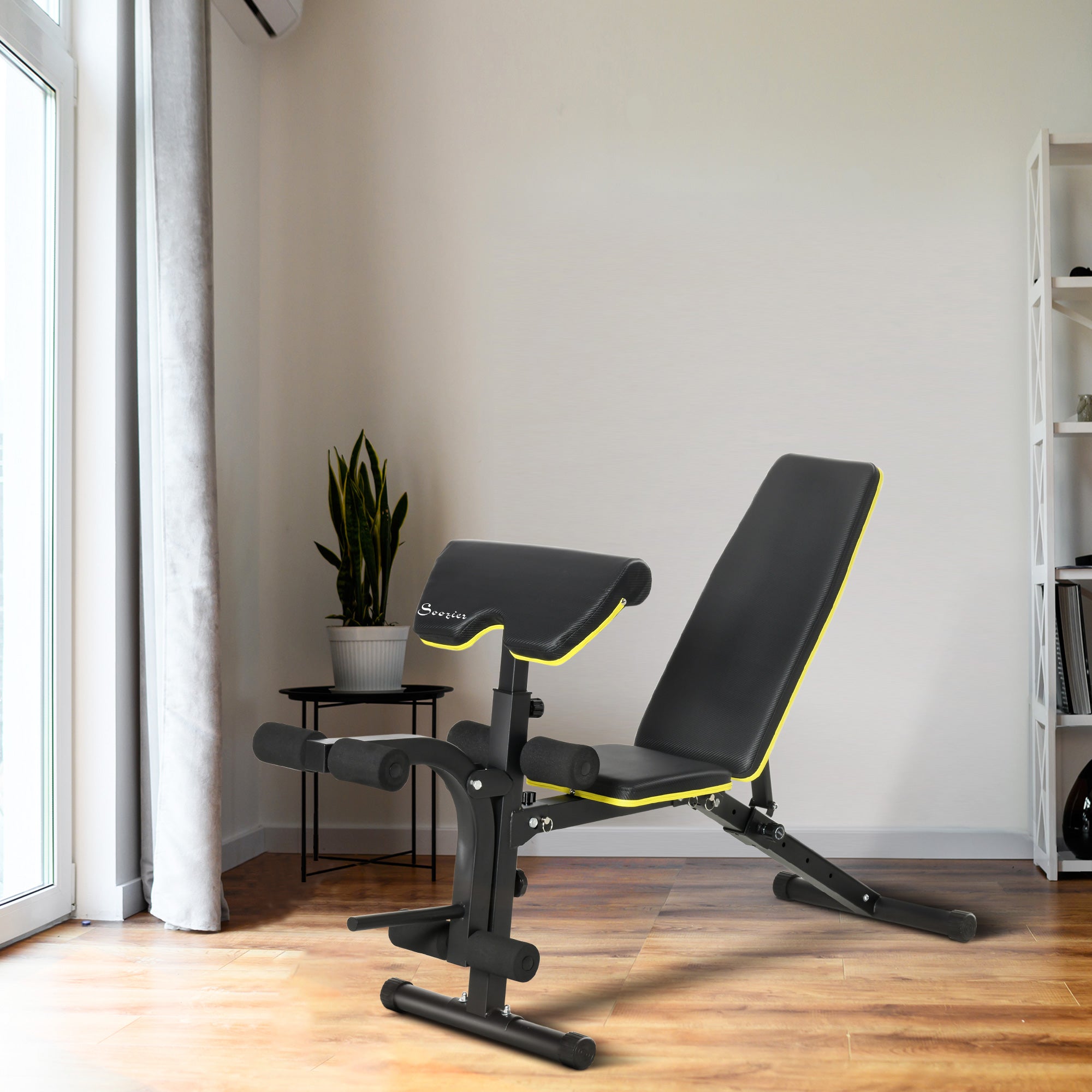 Soozier Adjustable Weight Bench, Sit Up Dumbbell Bench, Multi-Functional Purpose Hyper Extension Workout Bench with Adjustable Seat and Back Angle