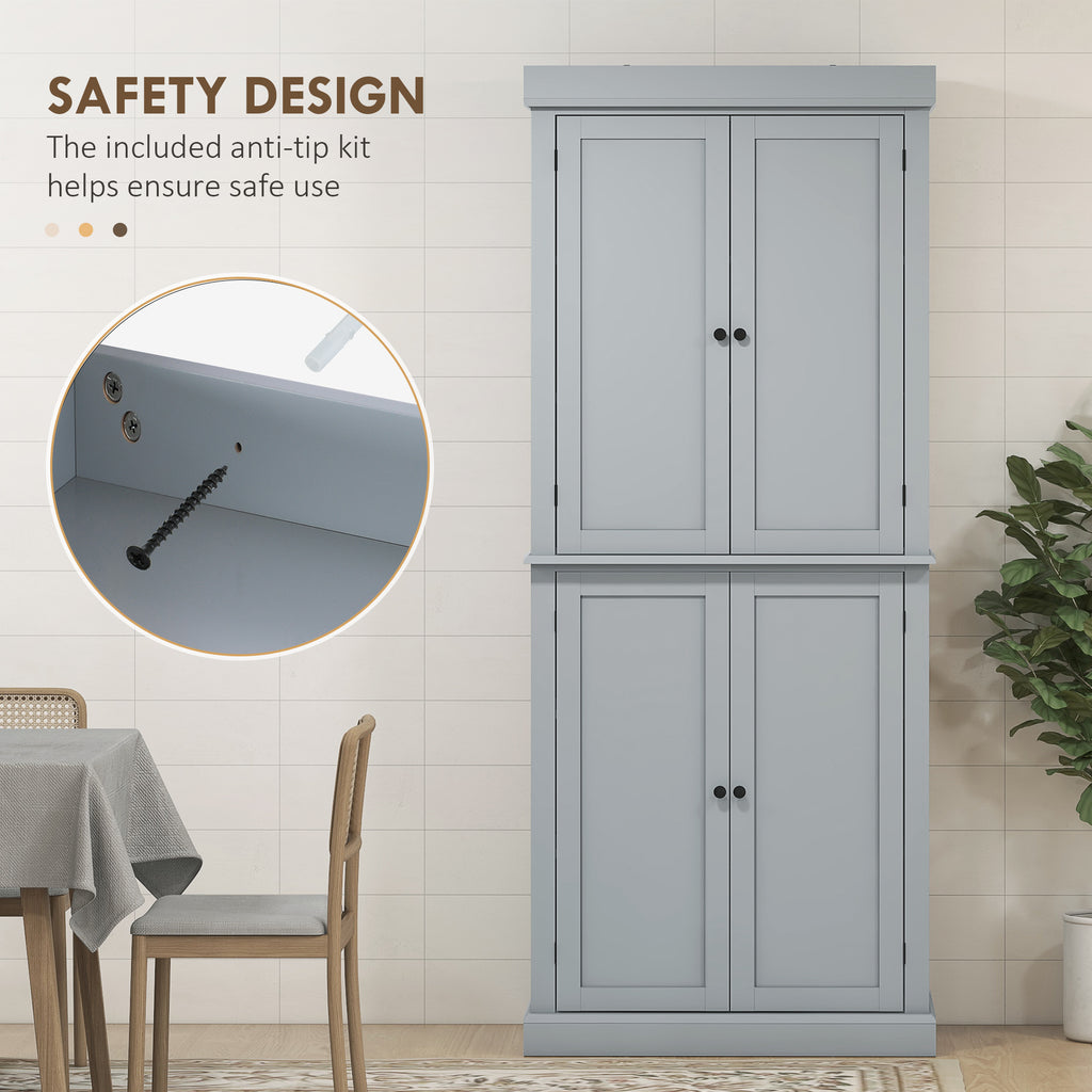 72.5" Freestanding Kitchen Pantry Cabinet with 4 Doors, Black
